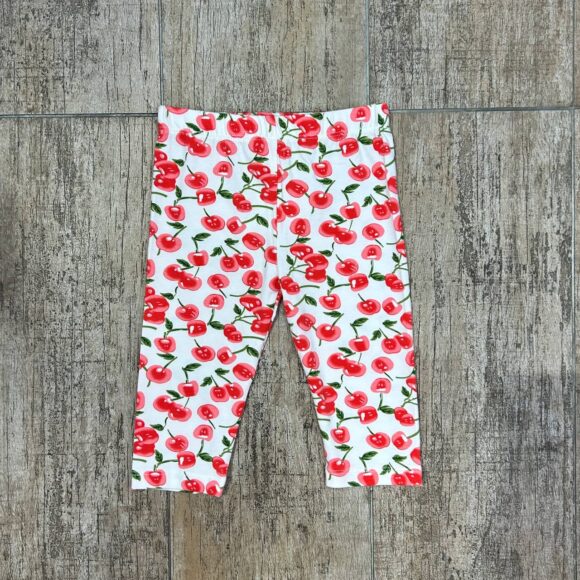 Cherry print baby leggings flat lay