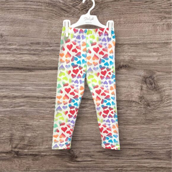 Girl wearing Kids Leggings Singapore Rainbow Hearts